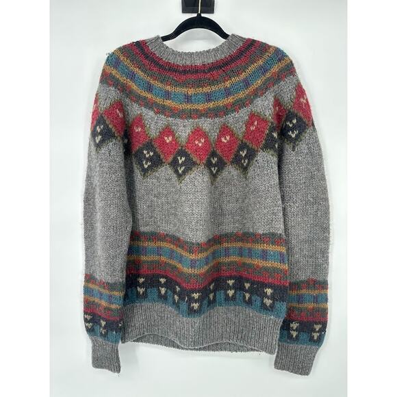 Vintage Boston Traders Sweater Mens Medium Geometric Fair Isle Chunky Knit Wool - Picture 4 of 8